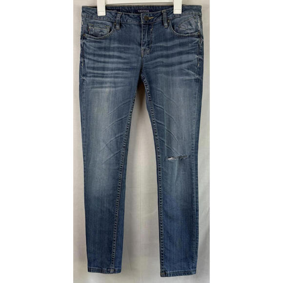 Vigoss Jeans Womens 30x31 Blue The Jagger Skinny Distress Medium Wash - Picture 1 of 11